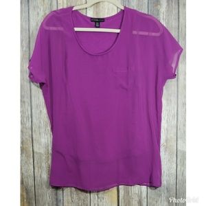 Design history pink flowy top sheer lined small